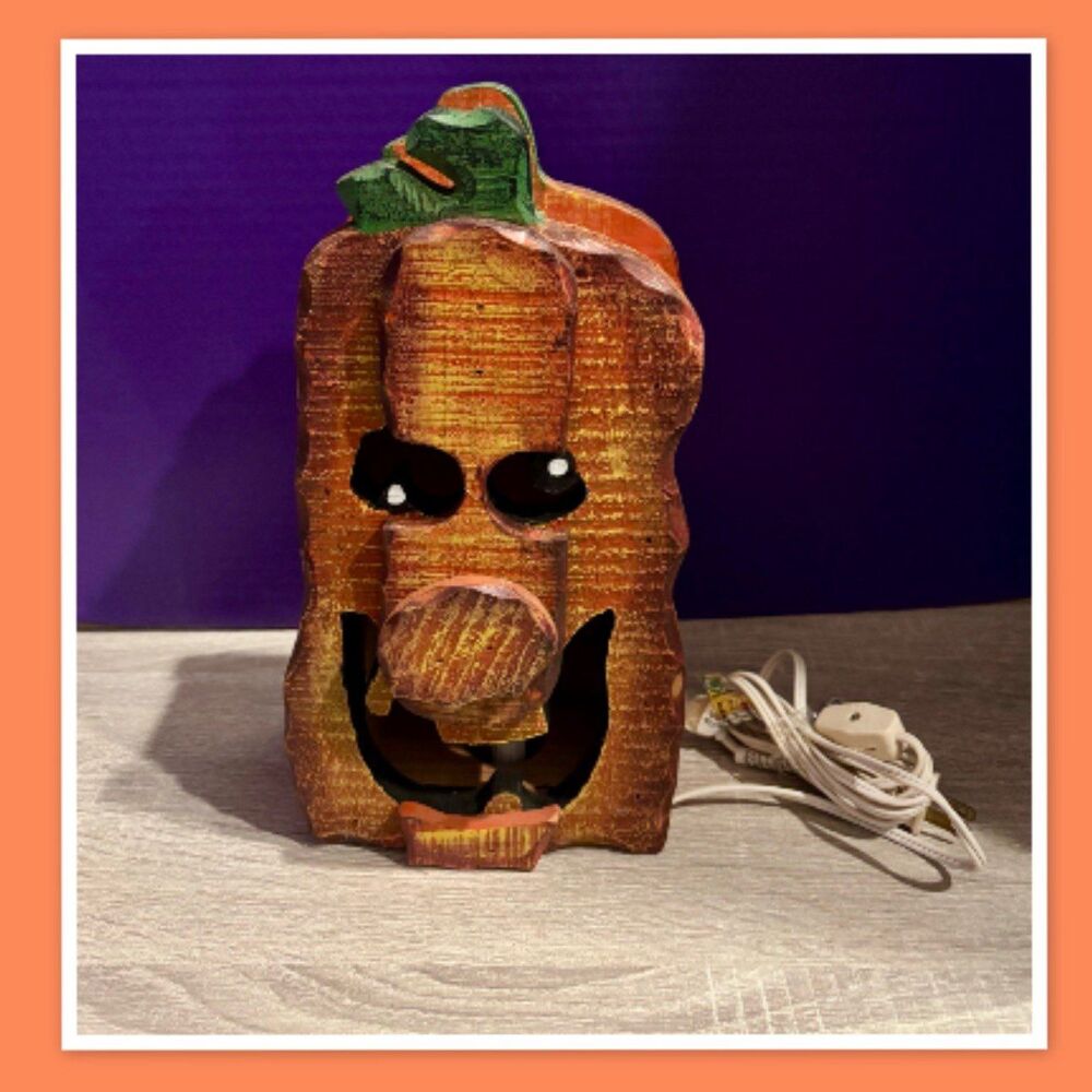 Wooden Handmade Halloween Pumpkin Light